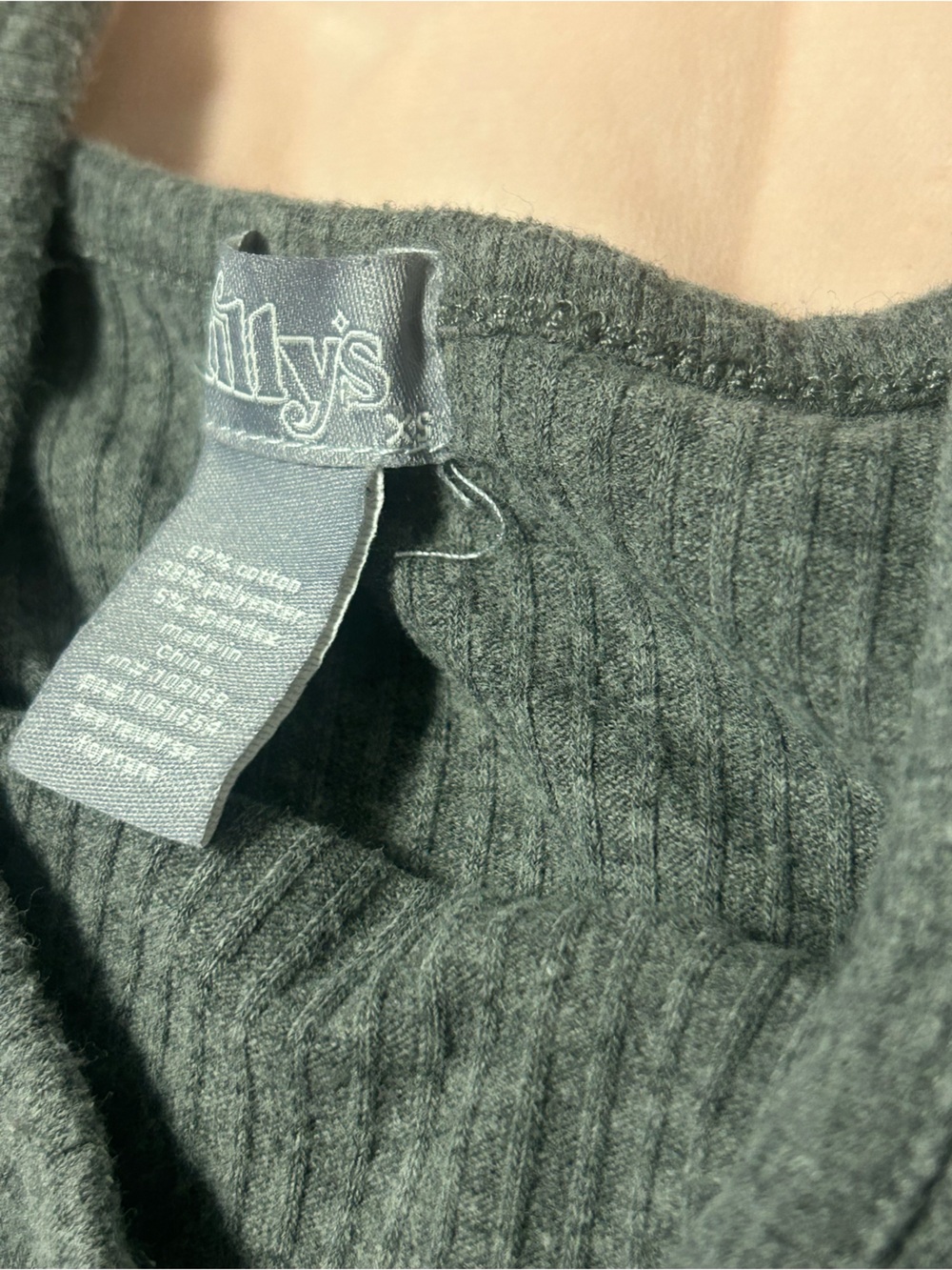 Tilly's Gray Ribbed Tank Top - Picture 2 of 3